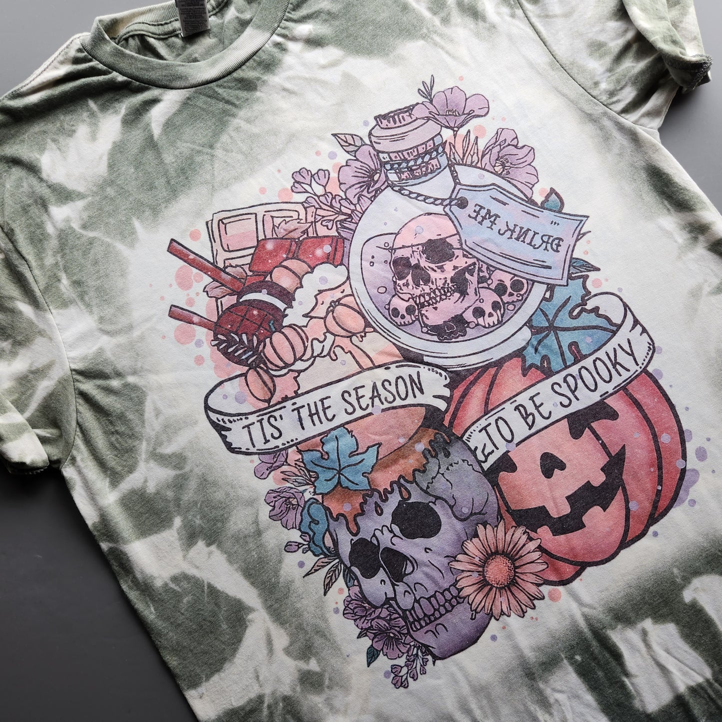 LAST CHANCE - Tis the Season To Be Spooky Bleach Dye Tee
