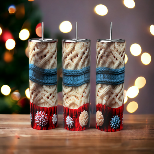 Christmas Sweater Tumbler - Poms