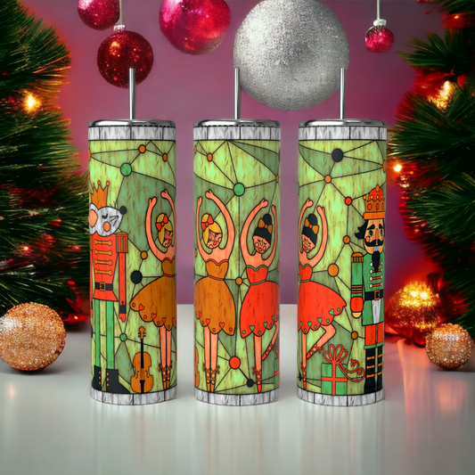 Stained Glass Nutcracker Tumbler - Green