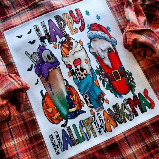 Happy HallowThankMas Flannel - Many Colors Available