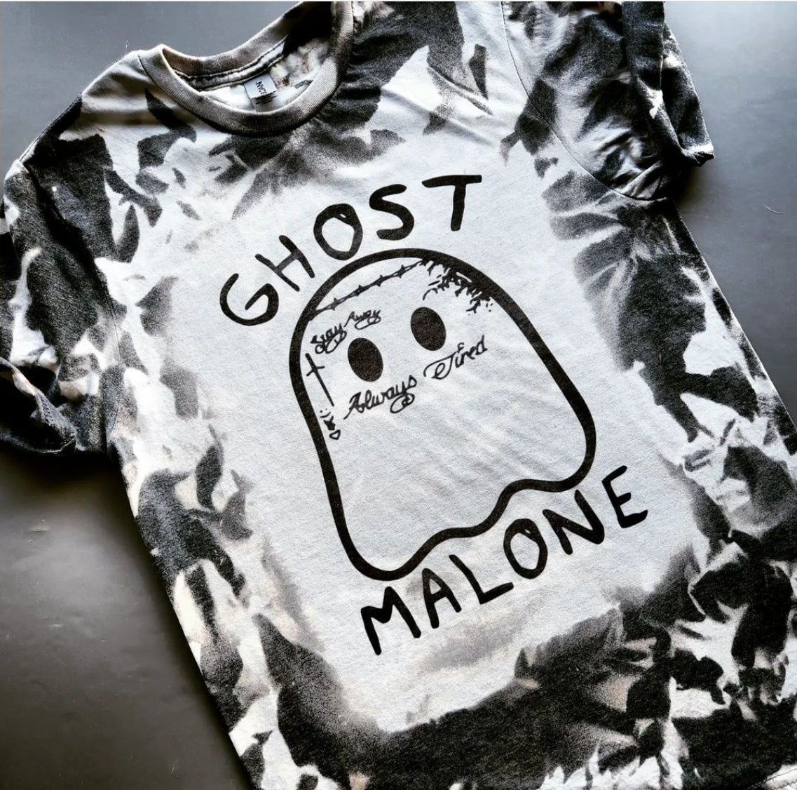 LAST CHANCE - Ghost Malone Bleach Dye Tee