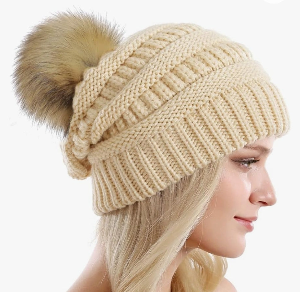 MIX-A-PATCH Beanie Pom Hat - Removable Patch & Pom