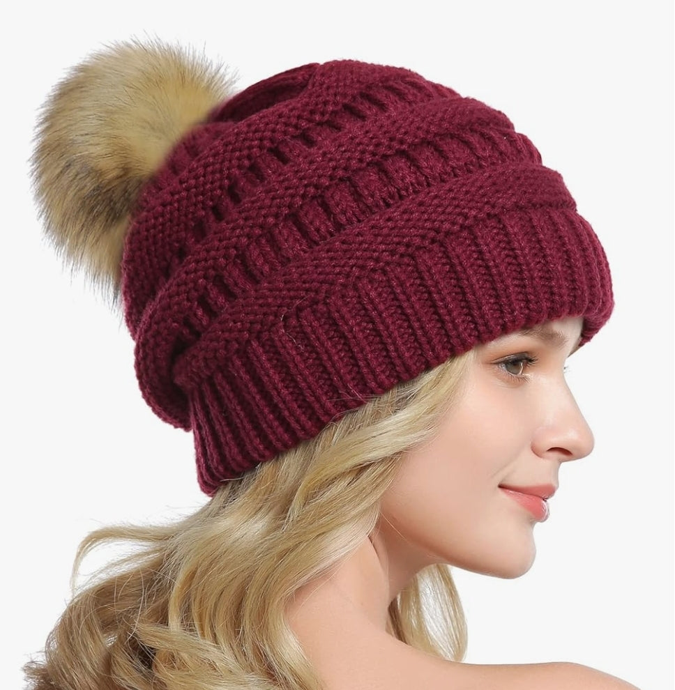 MIX-A-PATCH Beanie Pom Hat - Removable Patch & Pom