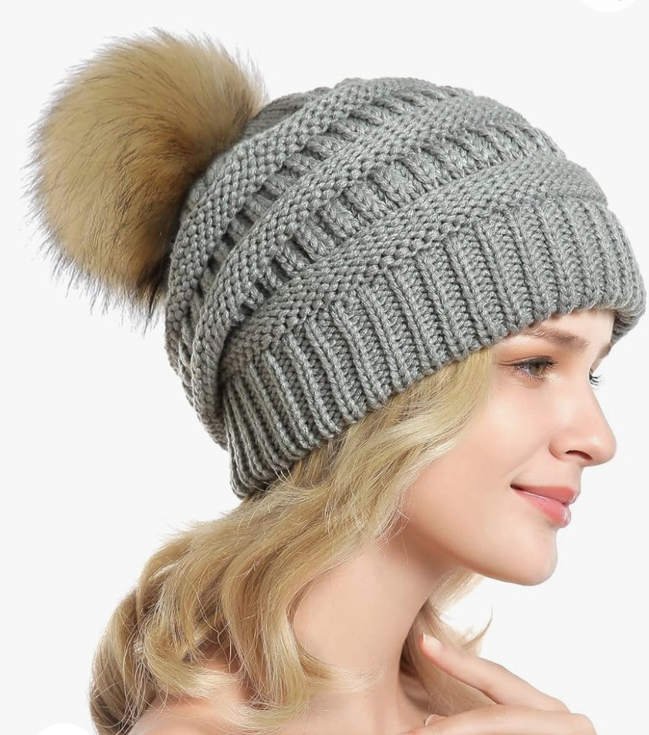 MIX-A-PATCH Beanie Pom Hat - Removable Patch & Pom