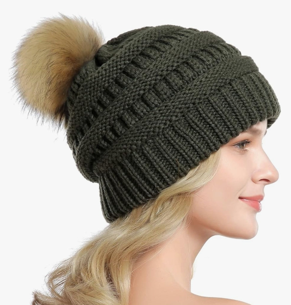 MIX-A-PATCH Beanie Pom Hat - Removable Patch & Pom