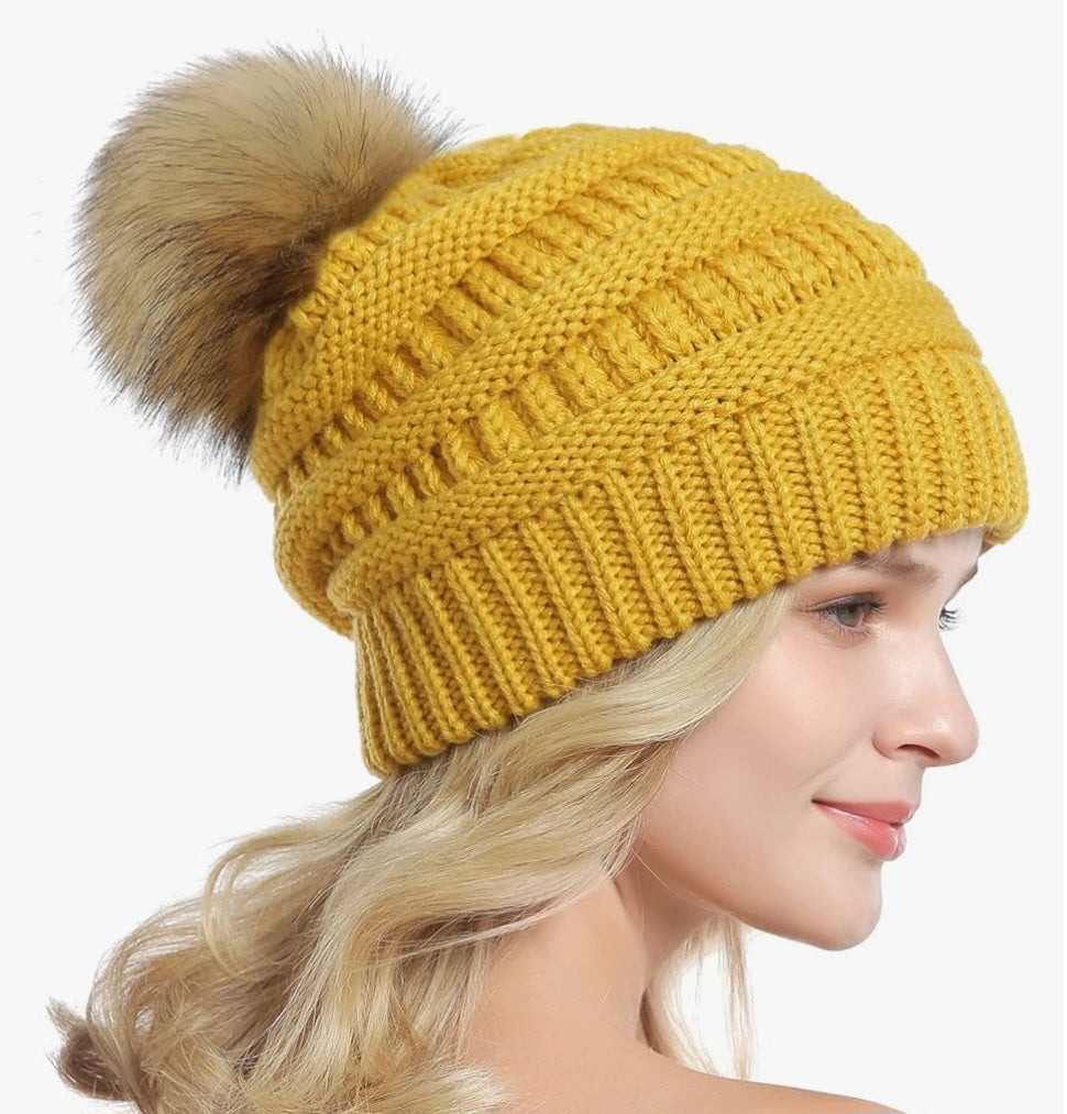 MIX-A-PATCH Beanie Pom Hat - Removable Patch & Pom