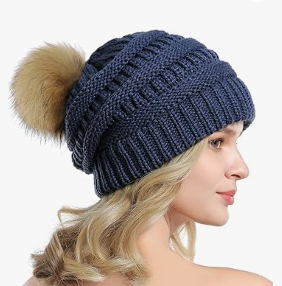 MIX-A-PATCH Beanie Pom Hat - Removable Patch & Pom