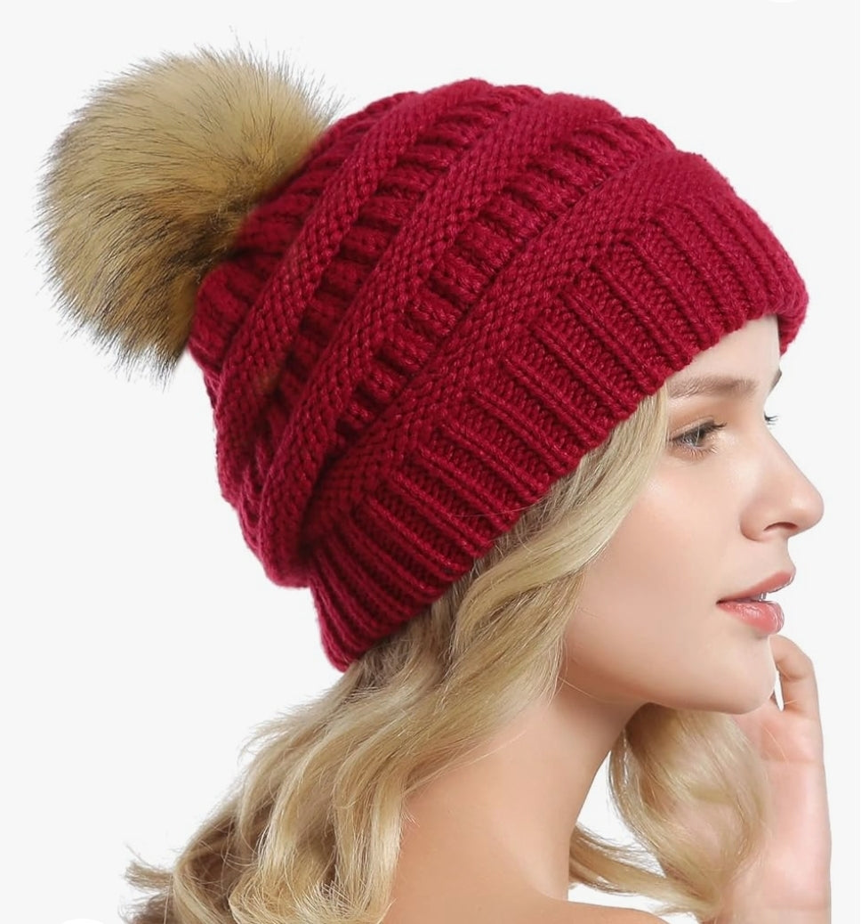 MIX-A-PATCH Beanie Pom Hat - Removable Patch & Pom